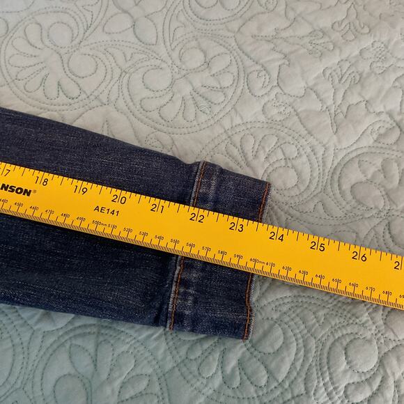 Levi Strauss Womens Button Up Jean Jacket Dark Wash Large Adjustable Waist - Picture 14 of 14